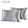 satin pillowcase for hair and skin in silver tone with smooth reflective texture